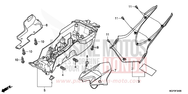 GARDE-BOUE ARRIERE (CBR1000RR/S) de CBR1000RR "Fireblade" VICTORY RED (R334XA) 2012